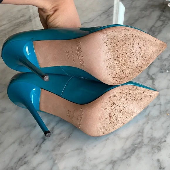 💖FIRM Jimmy Choo💖Anouk turquoise patent pumps beauty - Picture 5 of 8